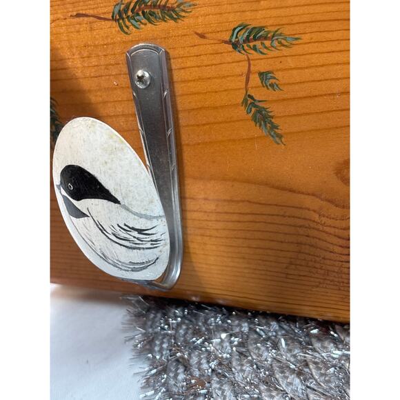 Wooden Wall Hanging With Vintage Spoons Hand-painted Bird Design Country Decor - Picture 5 of 12